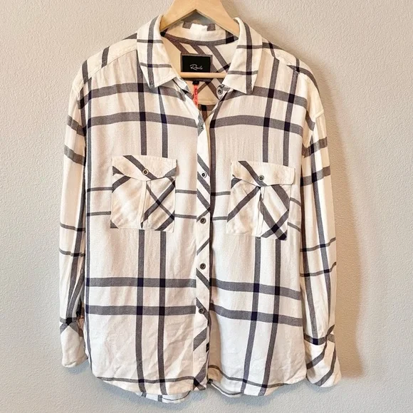 Rails + Free People Blue and White Plaid Button Down - Picture 2 of 7